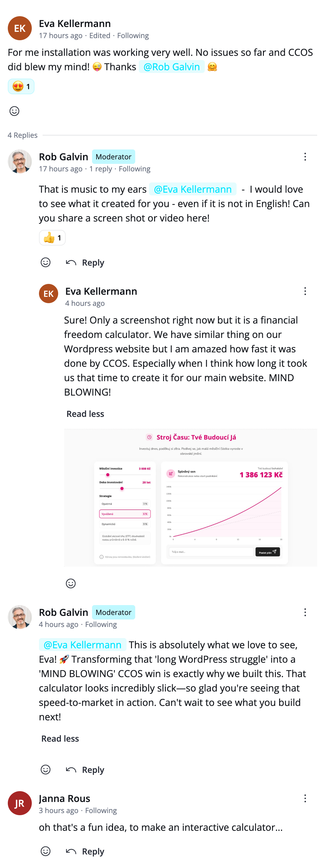 Community post screenshot about Eva’s data analytics interactive.