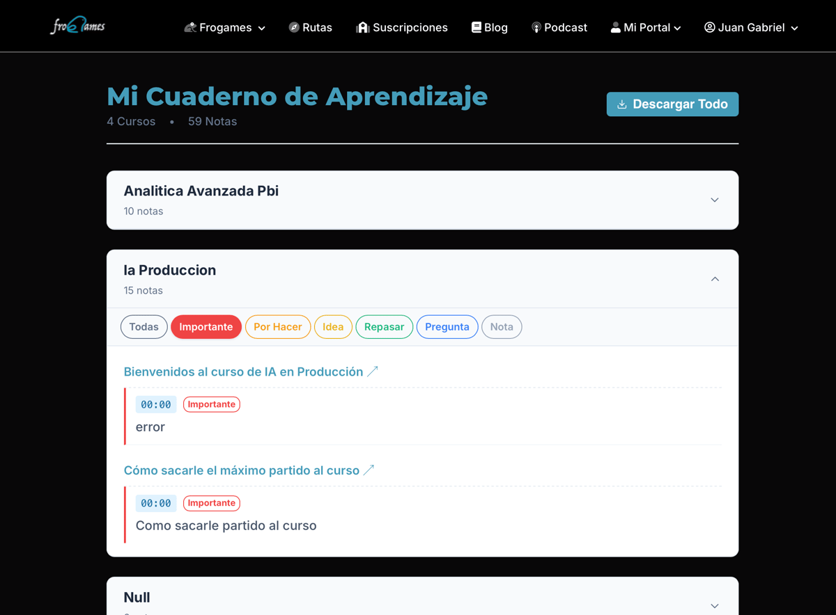 Detailed notebook interface screenshot from Juan’s build.