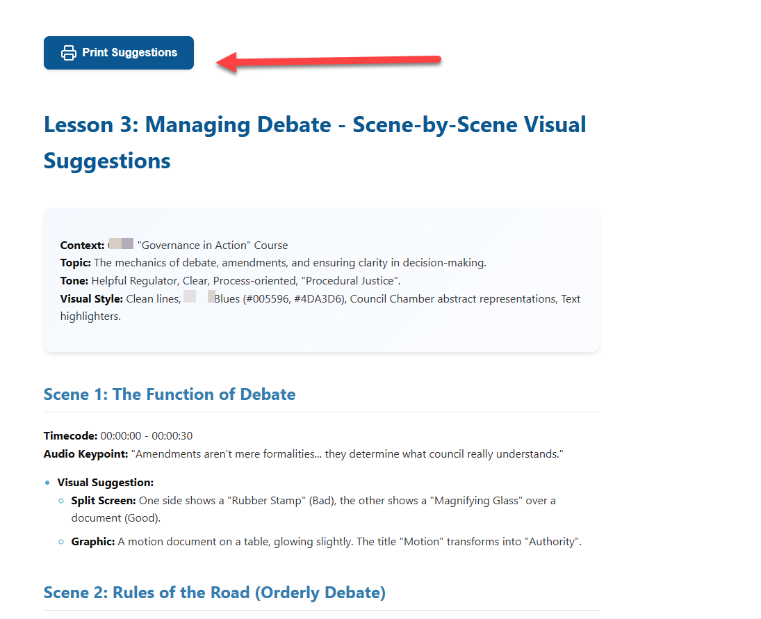 Result screenshot from Michelle’s printable tool.