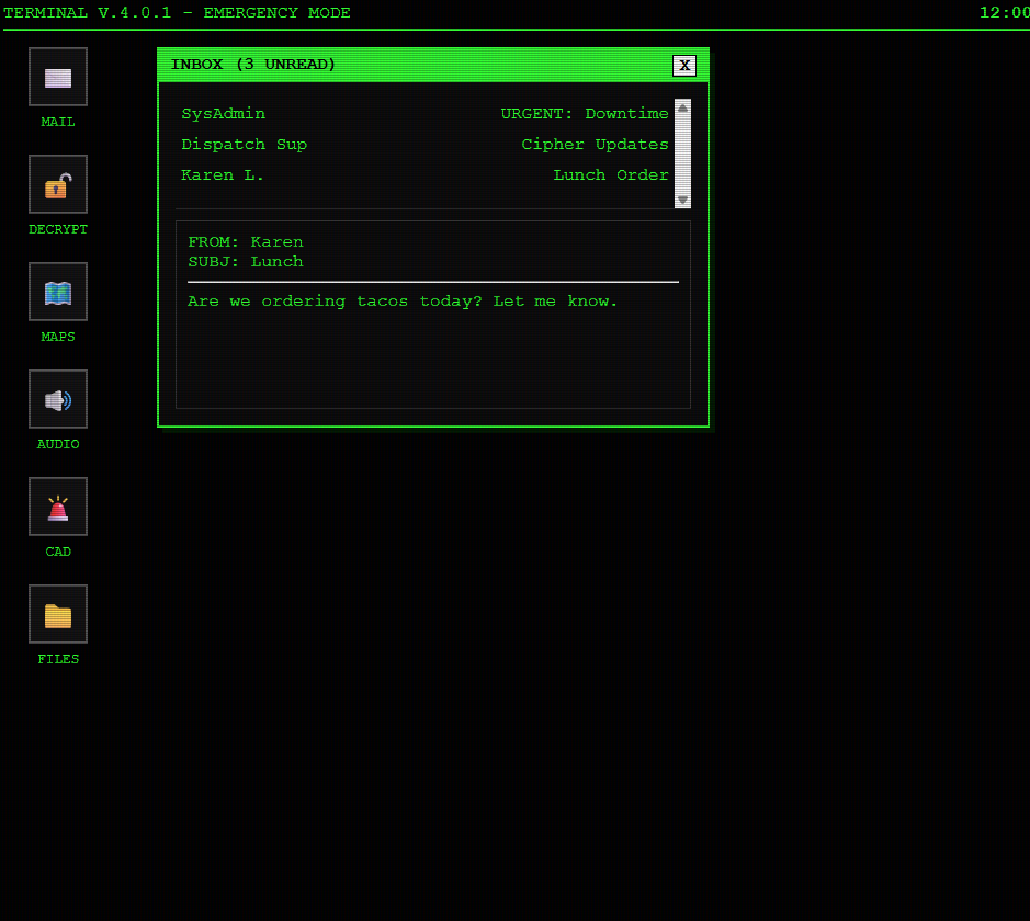 Dispatcher simulation result screenshot from Tina’s build.